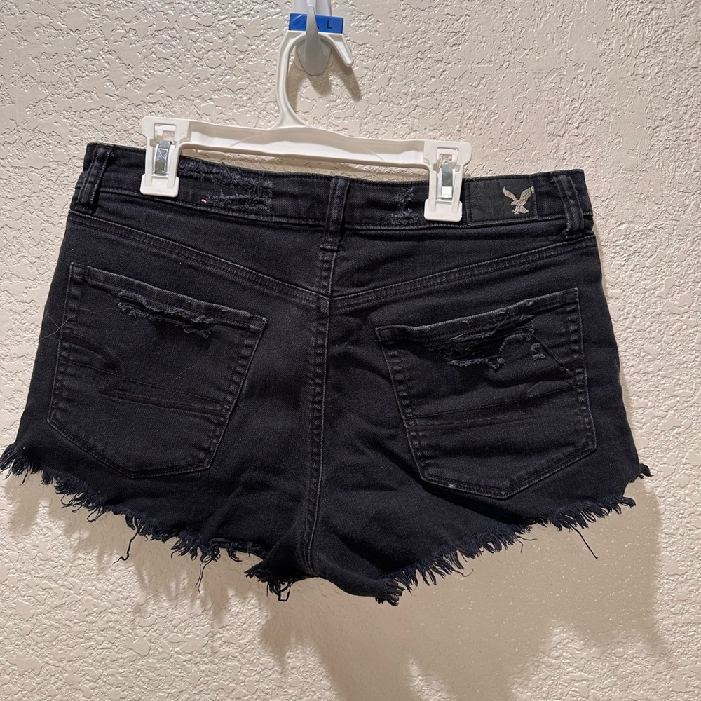 American Eagle Black Denim Shorts 6 - Picture 2 of 5